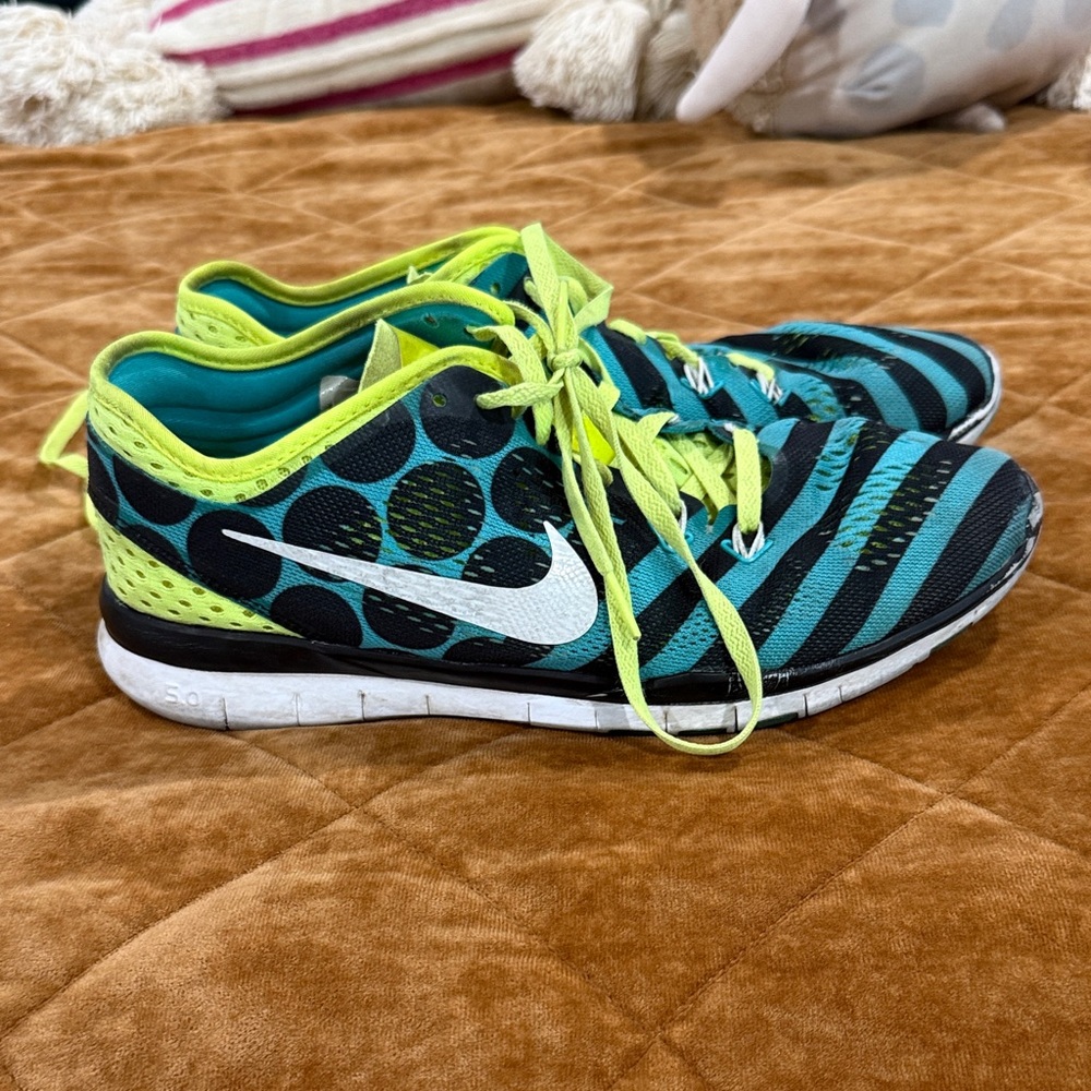 Nike Blue and Yellow Striped Sneakers